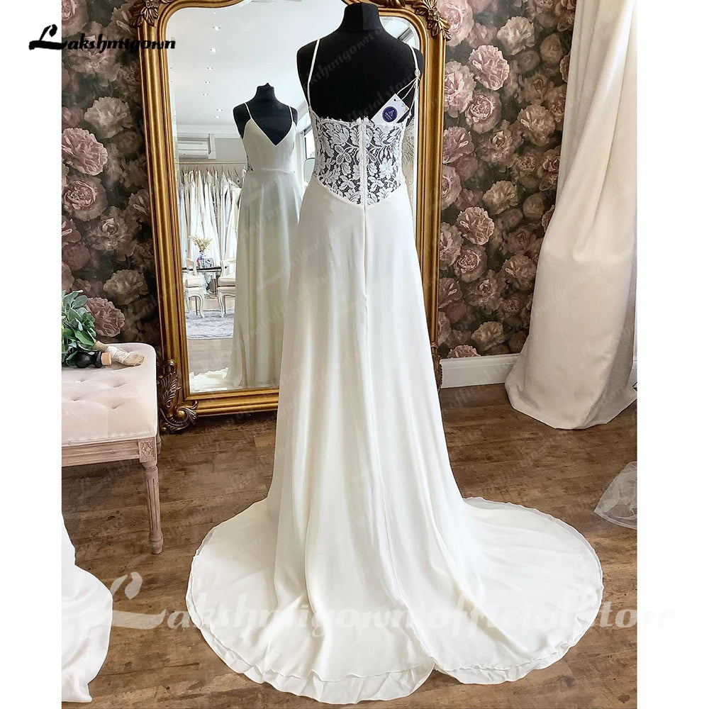 Lakshmigown Lace Chiffon A Line Women Wedding Dress for Women 2024 Spa –  LAKSHMIGOWN