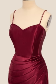 Mermaid Straps Wine Red Long Formal Dress for Wedding Guests