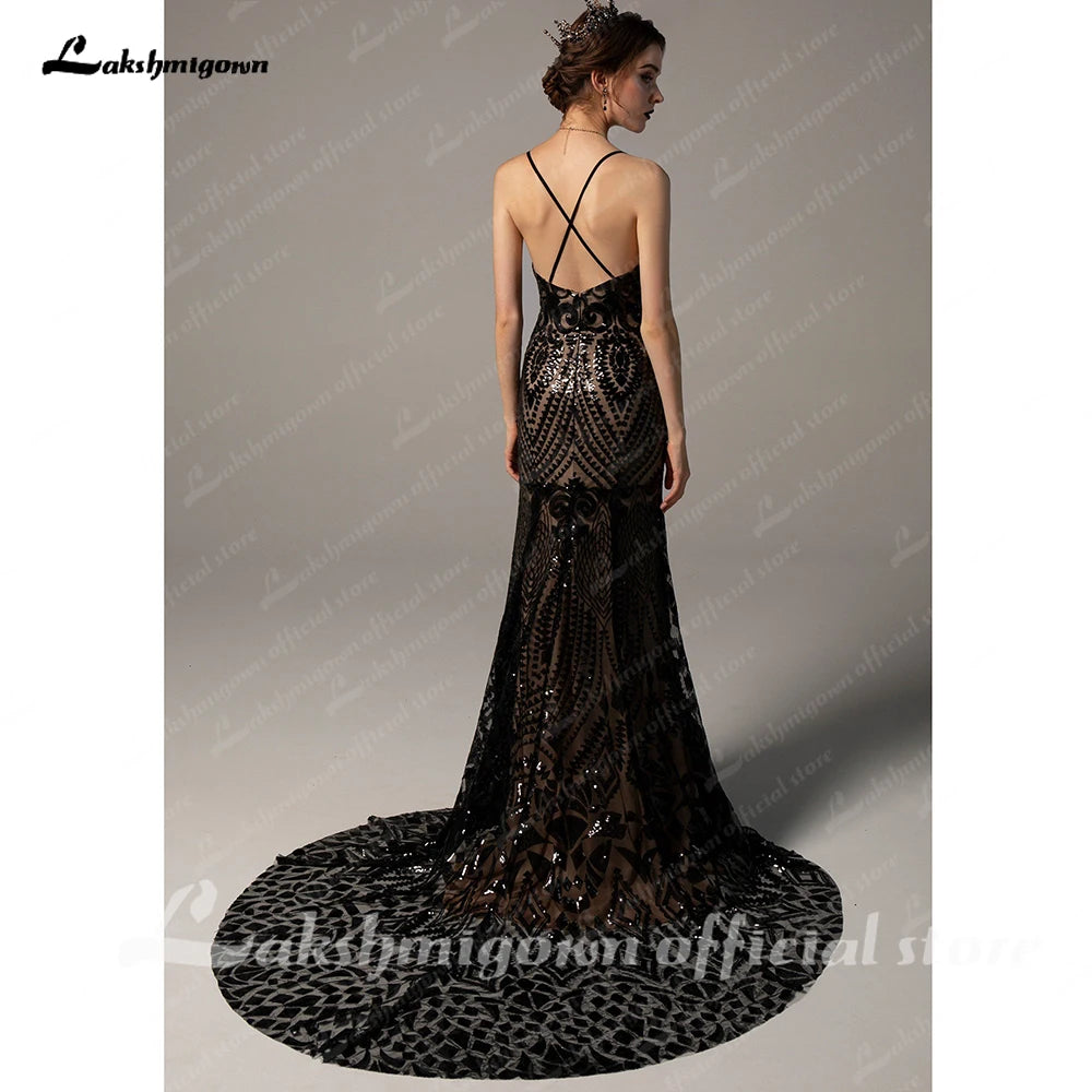 Black Gothic Wedding Dresses with Cape Trumpet-Mermaid Court Train Lace Wedding Dress Tulle Bridal Dress Trouwjurk